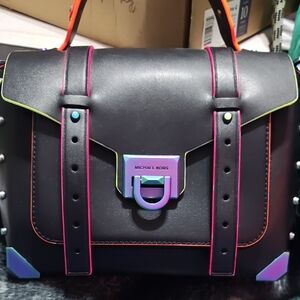 Michael Kors Black Satchel with Neon Accents